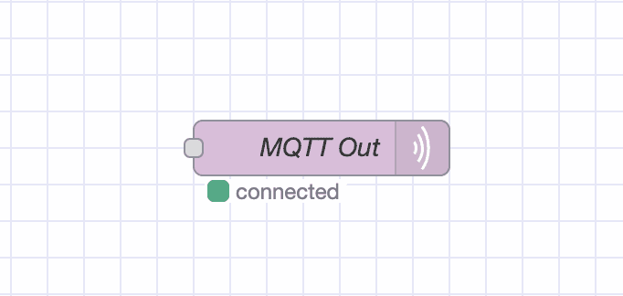 MQTT nodes in Node-RED editor showing green connected status indicators below each node